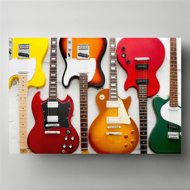 Vintage Rock Music Guitar Canv - огляд і ціна Picture Of Musical Instrument