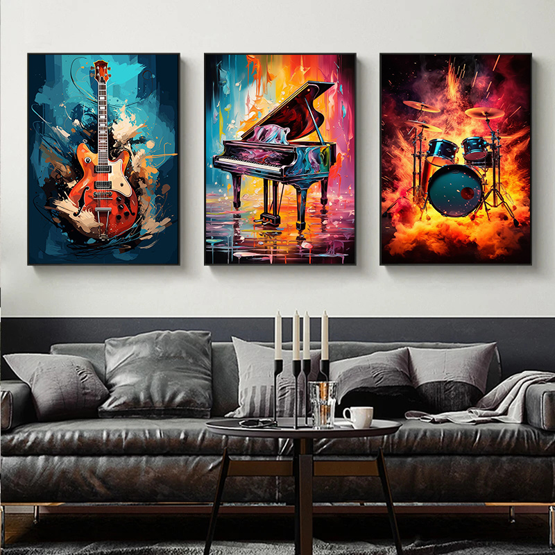 Frameless Abstract Colorful Ar - огляд і ціна Picture Of Musical Instrument